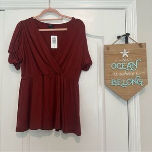 Burgundy Wrap Style Top Torrid NWT Sz Lg